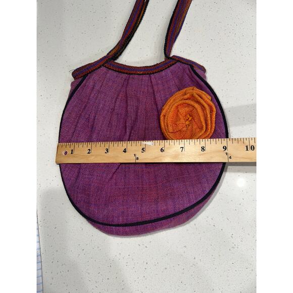 Earth Divas Fair Trade Made Shoulder Bag Purple Orange flower boho hippie - Picture 4 of 8